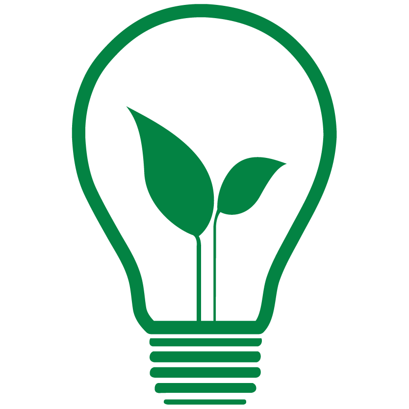 Ampoule Natur-Tec de couleur verte avec des plantes à l'intérieur.